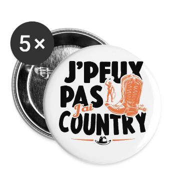 Je Peux Pas J'ai Country Cowboy Western Cadeau - Lot de 5 petits badges (25 mm) - blanc - Devant
