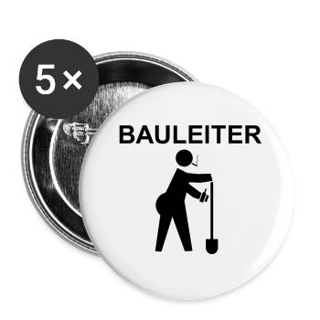 BAULEITER Bauarbeiter Manager Baustelle Lustig - Buttons klein 25 mm (5er Pack) - Weiß - Vorne