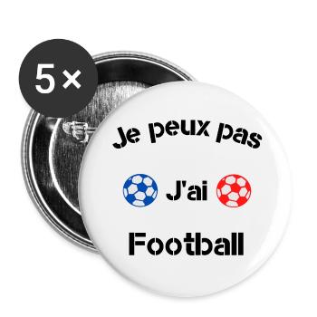 Je peux pas j'ai football - Lot de 5 petits badges (25 mm) - blanc - Devant