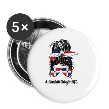 Drapeau de la République dominicaine - Lot de 5 petits badges (25 mm) - blanc - Devant