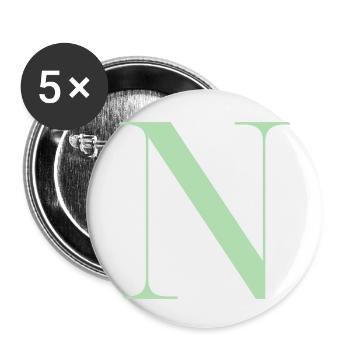 Buchstabe N Grün - Buttons klein 25 mm (5er Pack) - Weiß - Vorne