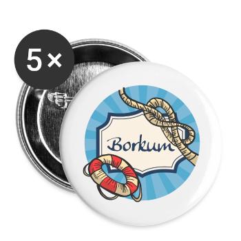 Borkum Vintage Badge - Geschenk für Borkum Fans - Buttons klein 25 mm (5er Pack) - Weiß - Vorne