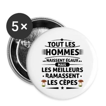 Les Meilleures ramassent les cèpes - Lot de 5 petits badges (25 mm) - blanc - Devant
