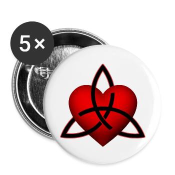 Keltisches Herzmuster - Buttons klein 25 mm (5er Pack) - Weiß - Vorne