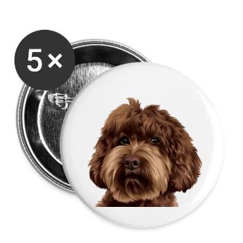 Schnoodle Doodle Dog - Buttons klein 25 mm (5er Pack) - Weiß - Vorne