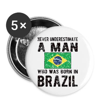 Brazilian Brazil Brazilian Flag - Buttons small 1''/25 mm (5-pack) - white - Front