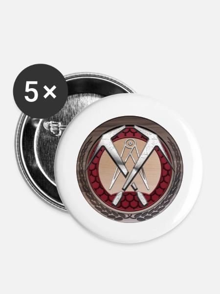 Handwerk Dachdecker Emblem - Buttons klein 25 mm (5er Pack) - Weiß