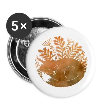 Lis - Renard - Lot de 5 petits badges (25 mm) - blanc - Devant