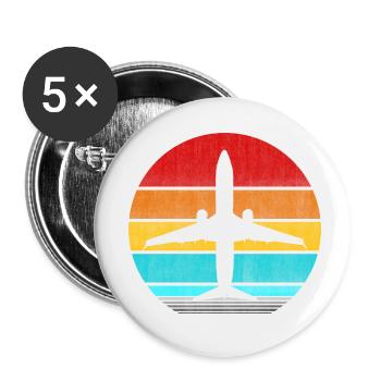 avion - Lot de 5 petits badges (25 mm) - blanc - Devant