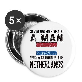 Pays-Bas néerlandais Drapeau néerlandais - Lot de 5 petits badges (25 mm) - blanc - Devant
