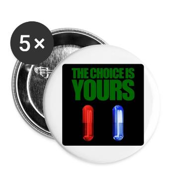 Matrice rouge ou bleu pilule - Lot de 5 petits badges (25 mm) - blanc - Devant