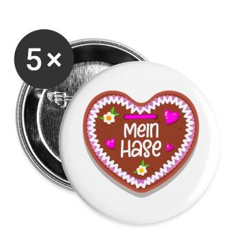 Mein Hase Lebkuchenherz - Buttons klein 25 mm (5er Pack) - Weiß - Vorne