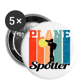 Plane Spotter - Vintage Geschenk Flugzeug - Buttons klein 25 mm (5er Pack) - Weiß - Vorne