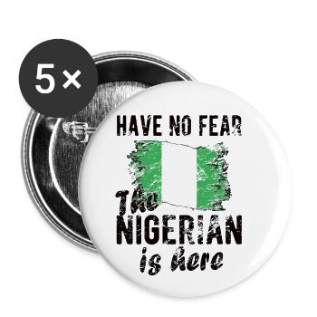 Proud Nigerian Nigeria Nigerian Flag - Buttons small 1''/25 mm (5-pack) - white - Front
