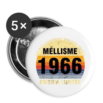 Millésime 1966 Cadeau Anniversaire vintage 1966 - Lot de 5 petits badges (25 mm) - blanc - Devant