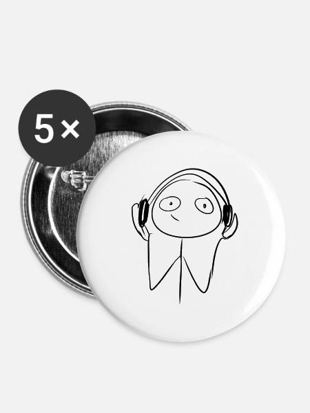 Kopfhörer cartoon - Buttons klein 25 mm (5er Pack) - Weiß