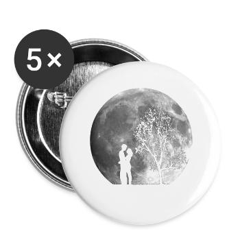 Valentin day, full moon couple - Buttons small 1''/25 mm (5-pack) - white - Front