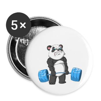 haltérophilie panda - Lot de 5 petits badges (25 mm) - blanc - Devant