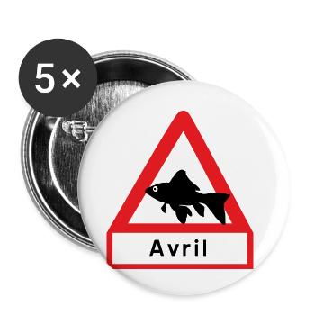 APRIL FOOL'S DAY - Buttons small 1''/25 mm (5-pack) - white - Front