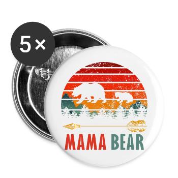Mama Bär - Buttons klein 25 mm (5er Pack) - Weiß - Vorne