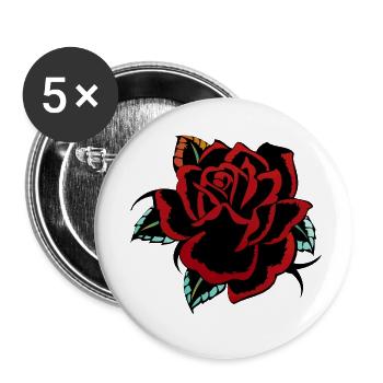 Blume rosa Tattoo - Buttons klein 25 mm (5er Pack) - Weiß - Vorne