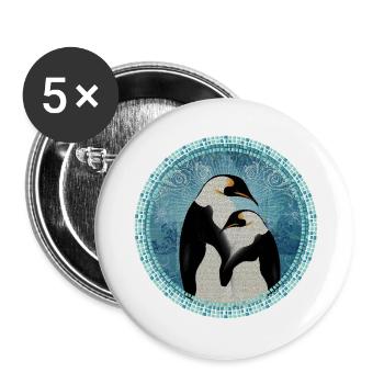 two magical penguins in mosaic style - Buttons small 1''/25 mm (5-pack) - white - Front