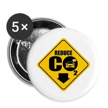 Réduire le Co2, le dioxyde de carbone - Lot de 5 petits badges (25 mm) - blanc - Devant