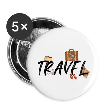 Travel the world - Buttons small 1''/25 mm (5-pack) - white - Front
