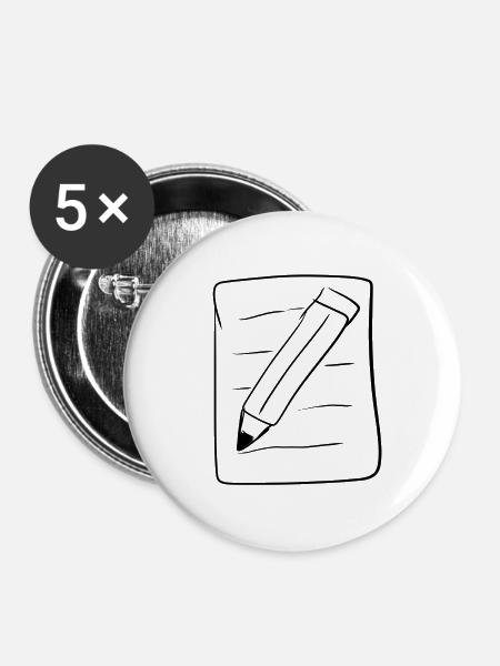 stift zeichnen - Buttons klein 25 mm (5er Pack) - Weiß