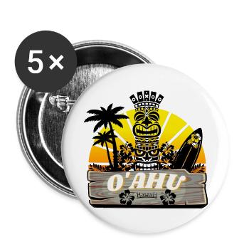 O 'ahu Hawaii logo - Buttons small 1''/25 mm (5-pack) - white - Front