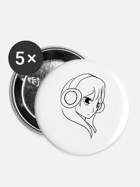 manga anime - Buttons klein 25 mm (5er Pack) - Weiß