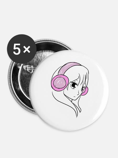 manga sound - Buttons klein 25 mm (5er Pack) - Weiß