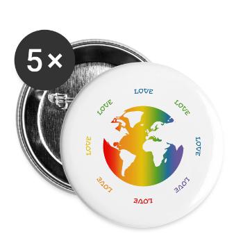 Regenbogen Weltkugel Love world - Buttons klein 25 mm (5er Pack) - Weiß - Vorne