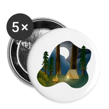Moonlit night in forest camping - Buttons small 1''/25 mm (5-pack) - white - Front