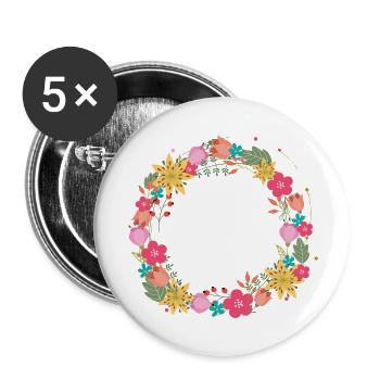 leer,blumen,blumenkranz,floral,illustration - Buttons klein 25 mm (5er Pack) - Weiß - Vorne