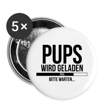 Pups wird geladen bitte warten - Buttons klein 25 mm (5er Pack) - Weiß - Vorne