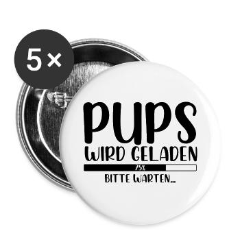 Pups wird geladen bitte warten - Buttons klein 25 mm (5er Pack) - Weiß - Vorne