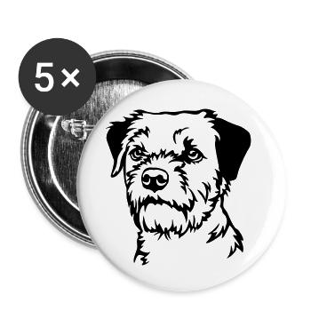 Tête de Border Terrier - Lot de 5 petits badges (25 mm) - blanc - Devant