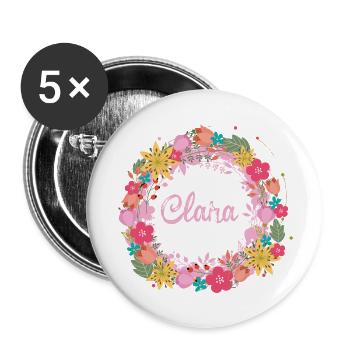 clara ,blumen,blumenkranz,floral,illustration - Buttons klein 25 mm (5er Pack) - Weiß - Vorne