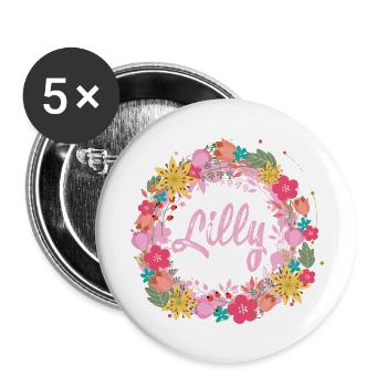 lilly,blumen,blumenkranz,floral,illustration - Buttons klein 25 mm (5er Pack) - Weiß - Vorne