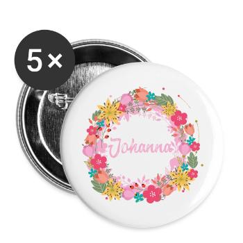 johanna ,flowers,flower wreath,floral,illustrati - Buttons small 1''/25 mm (5-pack) - white - Front
