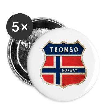 Tromsø Norwegen Wappen Flaggen Design - Buttons klein 25 mm (5er Pack) - Weiß - Vorne