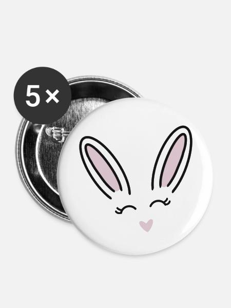 Süßes Häschen - Buttons klein 25 mm (5er Pack) - Weiß