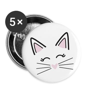 Süßes Kätzchen - Buttons klein 25 mm (5er Pack) - Weiß - Vorne