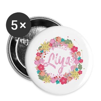 Liya ,blumen,blumenkranz,floral,illustration - Buttons klein 25 mm (5er Pack) - Weiß - Vorne