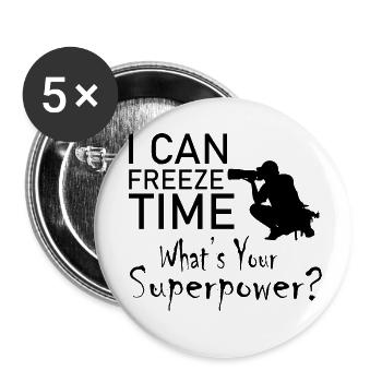 Photographie Film Caméra Photographe - Lot de 5 petits badges (25 mm) - blanc - Devant