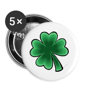 trèfle à quatre feuilles - Lot de 5 petits badges (25 mm) - blanc - Devant