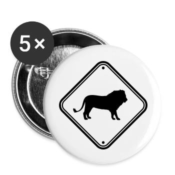 Shield Caution Lion - Buttons small 1''/25 mm (5-pack) - white - Front