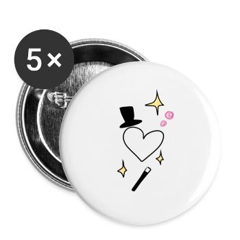 Cœur de magicien - Lot de 5 petits badges (25 mm) - blanc - Devant