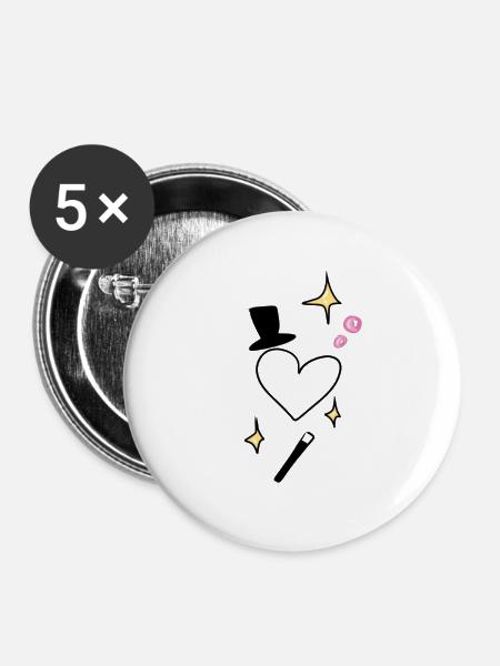 Zauberer herz - Buttons klein 25 mm (5er Pack) - Weiß